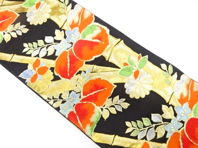 JAPANESE KIMONO / ANTIQUE FUKURO OBI / SILK / WOVEN PAULOWNIA